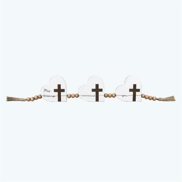 Youngs Wood Home Heart Garland with Cross Design 11014